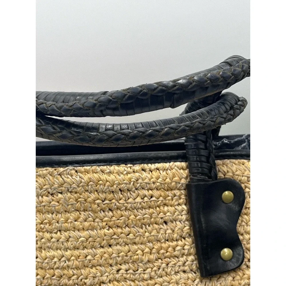 Michael Kors Vintage Leather and Wicker Braided Straw‎ Woven Shoulder Bag